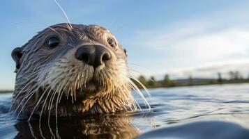 foto van Otter in ther Woud met blauw lucht. generatief ai