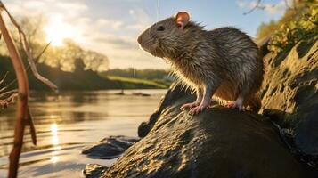 detailopname foto van een Rat op zoek in hun leefgebied. generatief ai