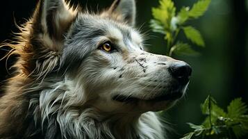 detailopname foto van een wolf op zoek ieder richting Aan oerwoud. generatief ai