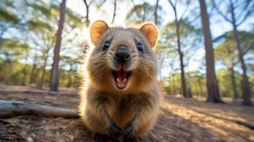 foto van quokka in ther Woud met blauw lucht. generatief ai