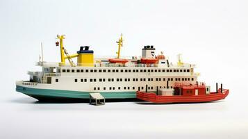 weergeven een 3d miniatuur veerboot. generatief ai foto