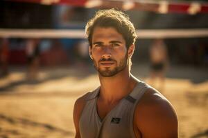 mannetje strand volleybal spelers Speel een volleybal bij elkaar passen Aan de strand foto