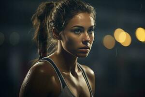 een vrouw hockey speler is spelen veld- hockey foto