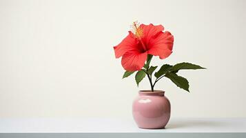 foto van hibiscus bloem in pot geïsoleerd Aan wit achtergrond. generatief ai