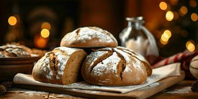 een brood van tarwe brood. eigengemaakt cakes foto