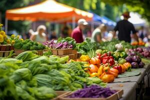 levendig scènes van een traditioneel boer markt foto