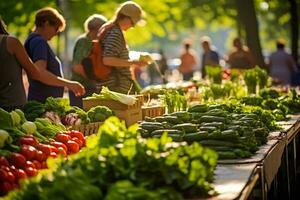 levendig scènes van een traditioneel boer markt foto