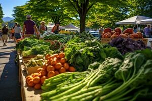 levendig scènes van een traditioneel boer markt foto