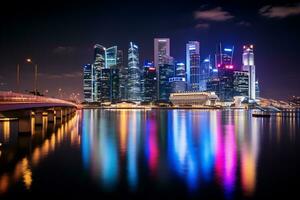 vastleggen de magie van stad skylines verlichte Bij nacht foto