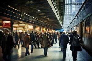 vastleggen van drukte en drukte van een stad in de ochtend- foto