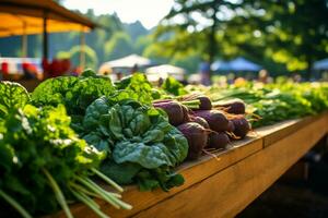 lokaal boeren markt met super vers produceren foto