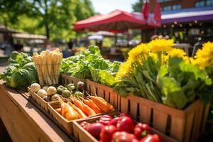 lokaal boeren markt met super vers produceren foto