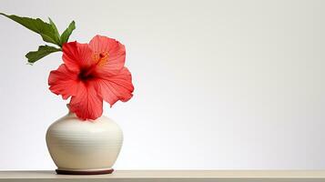 foto van hibiscus bloem in pot geïsoleerd Aan wit achtergrond. generatief ai