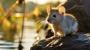 detailopname foto van een doornig muis op zoek in hun leefgebied. generatief ai