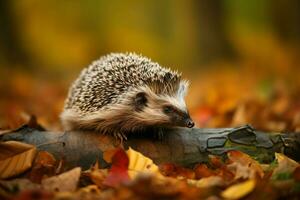 egel herfst wild Woud. genereren ai foto