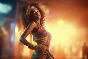 zumba vrouw afro-stijl. genereren ai foto