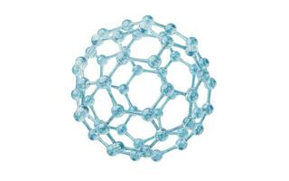 molecuul met glas materiaal, 3d weergave. foto