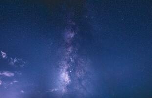 sterren en melkachtig manier Bij nacht. foto