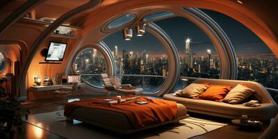 futuristische kamer ontwerp van de appartement huis foto