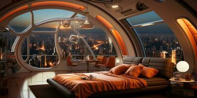 futuristische kamer ontwerp van de appartement huis foto