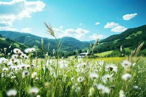 wit bloem onkruid natuur achtergrond copyspace generatief ai foto