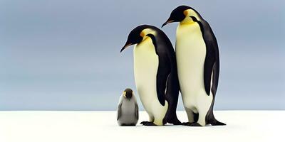 ouder en baby pinguïn. ouders liefde, binding en ouderschap concept. foto