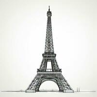 minimalistische een lijn tekening van eiffel toren Aan wit achtergrond foto