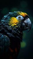 silhouet papegaai Aan donker achtergrond generatief ai foto