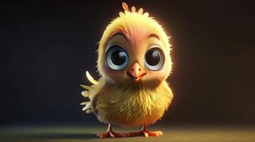 aanbiddelijk baby vogel in kindvriendelijk tekenfilm stijl foto