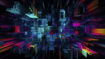 futuristische cyberpunk ontwerp met doorweven digitaal glitch en vervorming effect foto