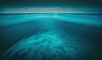 etherisch blauw zee oppervlakte visie voor ontspanning en inspiratie foto
