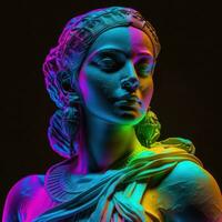 stralend Indisch vrouw net zo een neon marmeren standbeeld foto