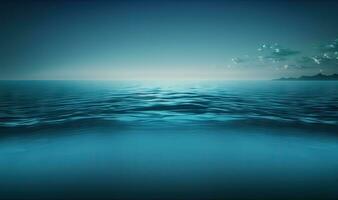 etherisch blauw oceaan achtergrond met zacht schaduwen foto