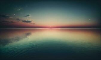 etherisch zonsondergang lucht en kalmte zee net zo dromerig achtergrond foto