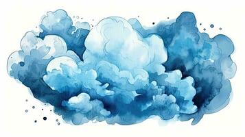 blauw wolken illustratie met waterverf helling achtergrond foto