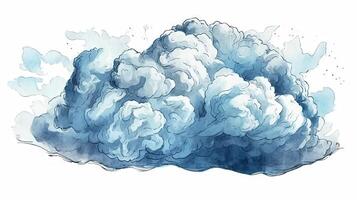 blauw wolken illustratie met waterverf helling achtergrond foto