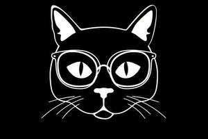 katachtig fashionista kat met wimpers en bril in minimaal grafisch stijl foto