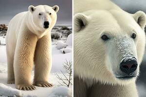 realistisch polair bears in hun natuurlijk leefgebied perfect voor dieren in het wild posters generatief ai foto