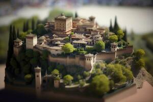 miniatuur visie van de alhambra paleis in Spanje foto