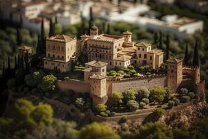 miniatuur visie van de alhambra paleis in Spanje foto