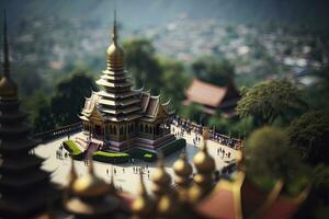 miniatuur visie van doi suthep tempel in Thailand foto