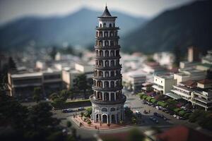 miniatuur leunend toren van nantou Taiwan in hoog definitie foto