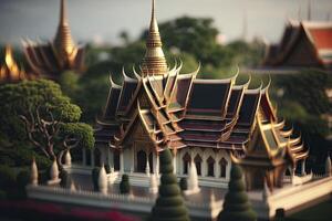 achterover leunen Boeddha tempel in Bangkok een majestueus visie van Thais architectuur foto