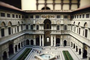 miniatuur visie van uffizi galerij in Florence Italië foto