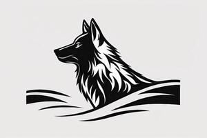 minimalistische wolf grafisch in zwart en wit foto