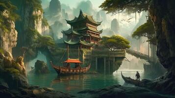 betoverend Chinese fantasie landschap foto