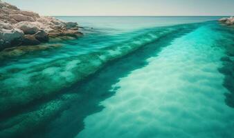smaragd kust van Sardinië detailopname van natuurlijk structuur in transparant turkoois zee water foto