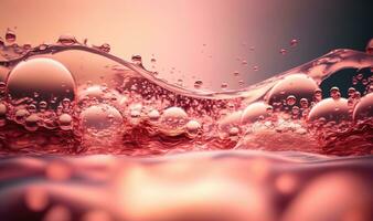 kalmte roze water oppervlakte met spatten en bubbels foto