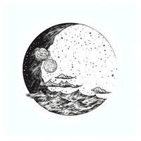 maan fasen in een doorlopend lijn tekening foto