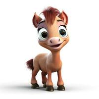 aanbiddelijk baby paard met een pixarstijl glimlach en groot ogen foto